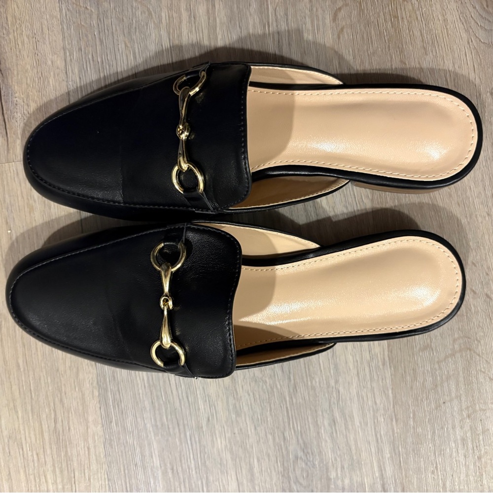 Black Slip-On Mules